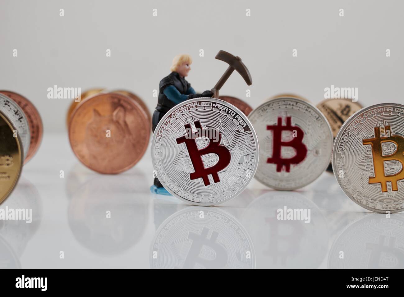 Cryptocurrency Physical Silver Bitcoin Coin Near Coins And Miner - 